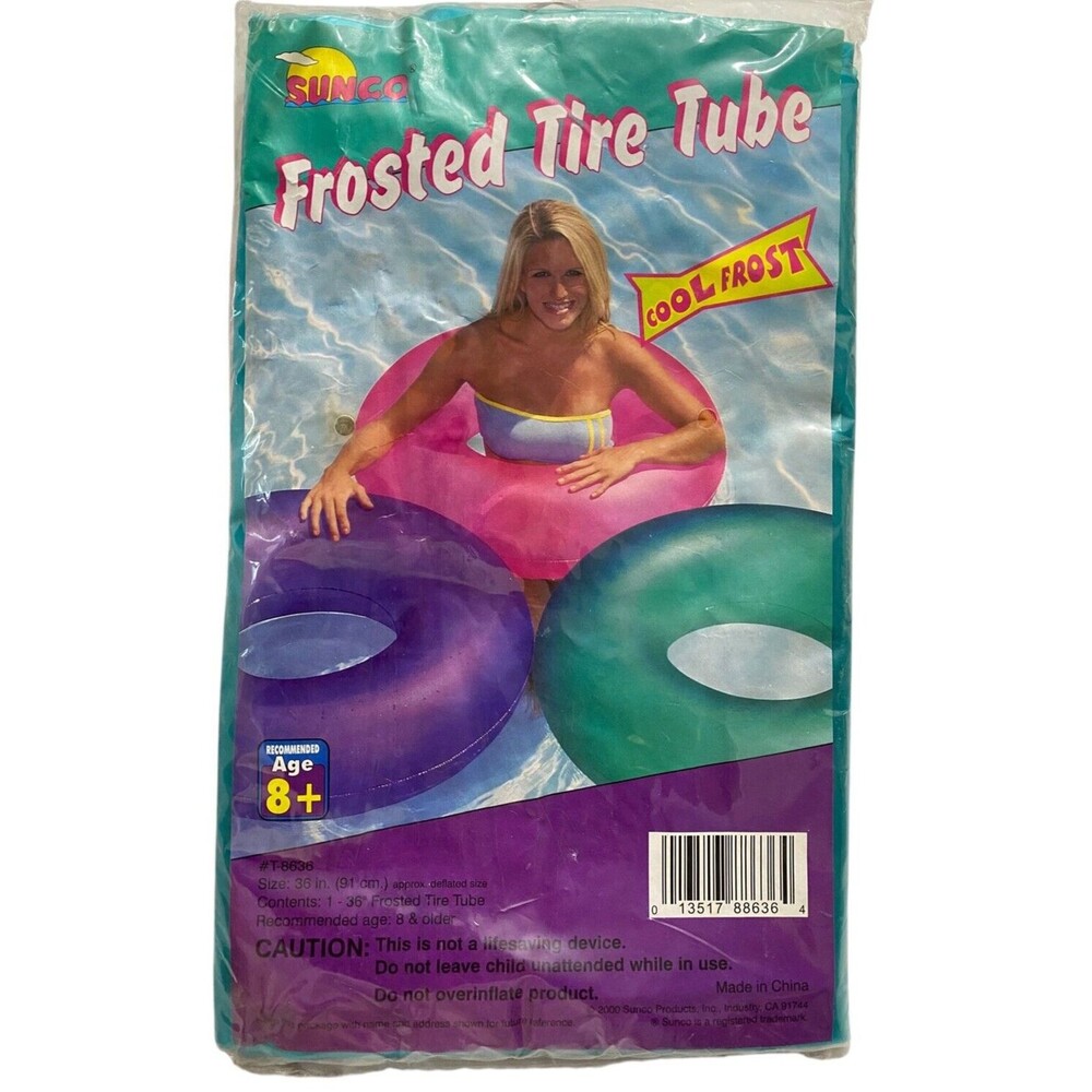 Vintage Sunco Frosted Tire Tube Pool Float- Green
